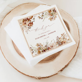 ラスティック ボーホー ガーデン フラワーズ ウェディング ナプキン スタンダードカクテルナプキン