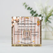 ラスティック ボーホー ゴールデングリッター スノーツリー ウェディング 招待状 (スタンド正面)