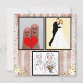 ラスティック ボーホー ゴールデングリッター スノーツリー ウェディング 招待状 (裏面)