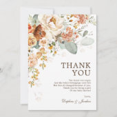 ラスティック ボーホー テラコッタ フラワー ニュートラル ベビーシャワー サンキューカード (正面)