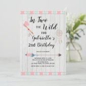 ラスティック ボーホー トライバル ワイルドで2歳の誕生日 招待状 (スタンド正面)