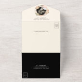 ラスティック ボーホー ドライ パーム パンパス ブラック ウェディング オールインワン招待状 (外側)