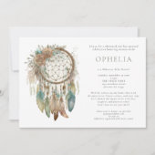 ラスティック ボーホー ドリームキャッチャー セイジ ボヘミアンベビーシャワー 招待状 (正面)