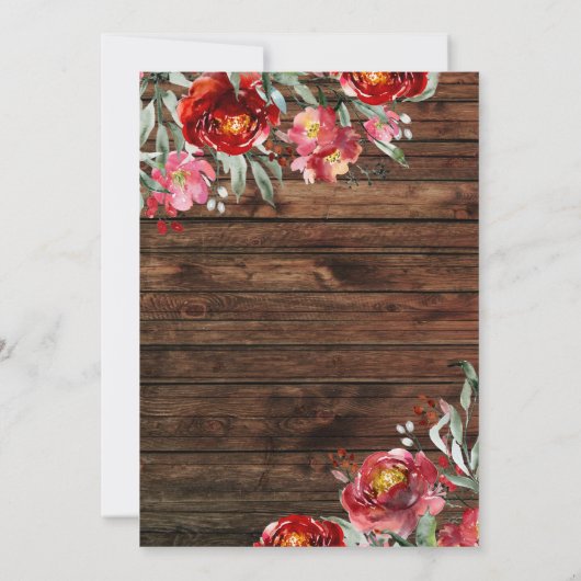 ラスティック ボーホー バーガンディ レッド フラワーの「持つことと保持すること」 招待状 (裏面)