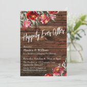 ラスティック ボーホー バーガンディ レッド フラワー ハッピーエバーアフター 招待状 (スタンド正面)