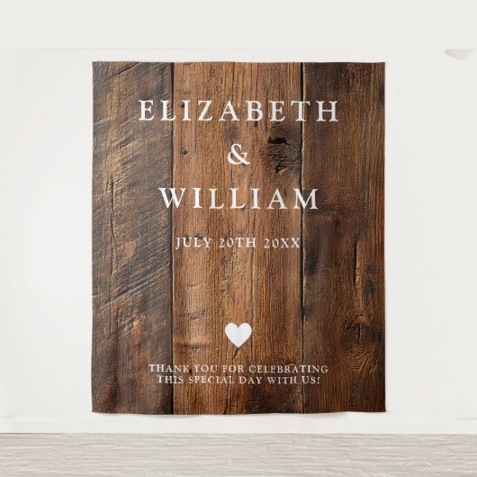 ラスティック ボーホー バーン ウッド フォトブース バックドロップ タペストリー (正面)