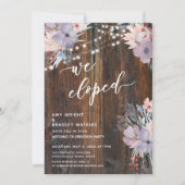 ラスティック ボーホー パステル フラワー & ライツ 私たちはこっそり結婚しました 招待状 (正面)