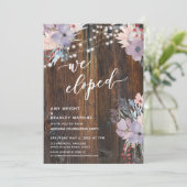 ラスティック ボーホー パステル フラワー & ライツ 私たちはこっそり結婚しました 招待状 (スタンド正面)