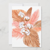 ラスティック ボーホー パンパス オーキッド コットン ブラッシュ ウェディング 招待状 (裏面)