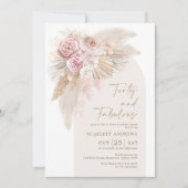 ラスティック ボーホー パンパス グラス フラワー 40歳の誕生日 招待状 (正面)