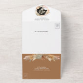 ラスティック ボーホー パンパス グラス リース ドライ パーム ウェディング オールインワン招待状 (外側)