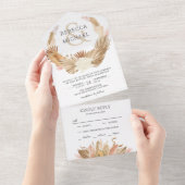 ラスティック ボーホー パンパス グラス リース ドライ パーム ウェディング オールインワン招待状 (貼ってはがせる)