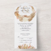 ラスティック ボーホー パンパス グラス リース ドライ パーム ウェディング オールインワン招待状 (内側)