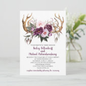 ラスティック ボーホー パープル プラム ピオニー アントラー ウェディング 招待状 (スタンド正面)