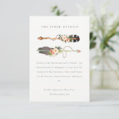 ラスティック ボーホー フェザー フラワーフィールド アロー ウェディング ディテール エンクロージャーカード (スタンド正面)