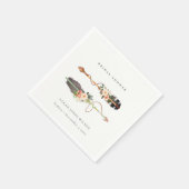 ラスティック ボーホー フェザー フラワー アロー ブライダル シャワー スタンダードカクテルナプキン (角)