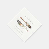 ラスティック ボーホー フェザー フローラル アロー ブライダル シャワー スタンダードカクテルナプキン (角)