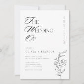 ラスティック ボーホー フラワル モダン ミニマリスト ウェディング 招待状 (正面)