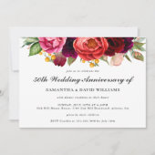 ラスティック ボーホー フラワーの50周年記念写真付 招待状 (正面)