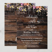 ラスティック ボーホー フラワーズ お祝いしよう 私たちと レセプション 招待状 (正面/裏面)