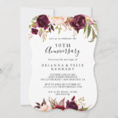 ラスティック ボーホー フラワーズ 50周年 結婚記念日 招待状 (正面)