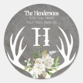 ラスティック ボーホー フラワーランテル モノグラム 返送先住所 ラウンドシール (正面)