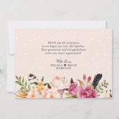 ラスティック ボーホー フラワー ウェディング フォト ラブ アンド サンクス サンキューカード (裏面)