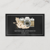 ラスティック ボーホー フラワー カメラ QR コード フォトグラファー 名刺 (正面)