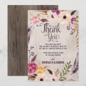 ラスティック ボーホー フラワー ベビーシャワー サンクス ノート カード (正面/裏面)