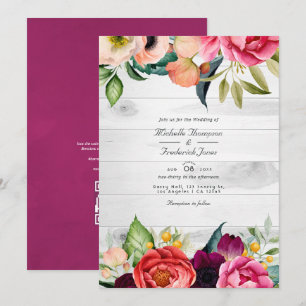 ラスティック ボーホー フラワー ボヘミアンコード 招待状 ウェディング