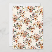 ラスティック ボーホー ブラウン フラワーホース ブライズシャワー 招待状 (裏面)