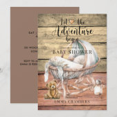 ラスティック ボーホー ボー ベビー シャワー ぬりえ 招待状 (正面/裏面)