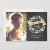 ラスティック ボーホー リース 黒板 卒業写真 招待状 (正面)