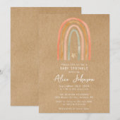 ラスティック ボーホー レインボー ベイビー スプリンクル 招待状 (正面/裏面)