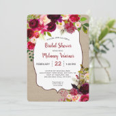 ラスティック ボーホー レッド フラワーブライダルシャワー 招待状 (スタンド正面)