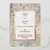ラスティック ボーホー ワイルドフラワー ガーデン ウェディング 箔招待状 (正面)