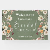 ラスティック ボーホー ワイルドフラワー サージュグリーン ブライダルシャワー 横断幕 (横)