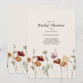 ラスティック ボーホー ワイルドフラワー ブライダルシャワー 招待状 (正面/裏面)