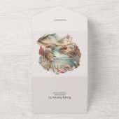 ラスティック ボーホー 水彩 山婚礼 オールインワン招待状 (外側)