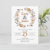 ラスティック ボーホー 秋のワイルドフラワーズ ウェディング 招待状 (スタンド正面)