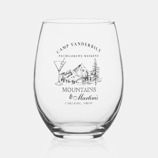 ラスティック マウンテン キャンピング ブライズ バチェロレッテ ドリンクウェア セット ステムなしワイングラス (正面)