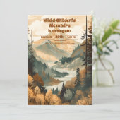 ラスティック マウンテン フォレスト エベレット 1歳の誕生日 招待状 (スタンド正面)