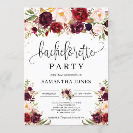 ラスティック マルサラ バーガンディ フローラル ゴールド ハッチャケ 招待状