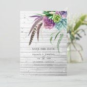 ラスティック ミスティカル ボーホー 多肉植物 ウェディング セーブザデート (スタンド正面)