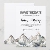 ラスティック ミニマリスト クラフト マウンテン セーブ・ザ・デート 招待状 (正面/裏面)