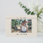 ラスティック ミニマリスト フォト セーブ・ザ・デート ポストカード (スタンド正面)