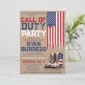 ラスティック ミリタリー アメリカ国旗配備 別離パーティー 招待状 (スタンド正面)