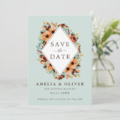 ラスティック ミントグリーン 水彩 フラワー セーブザデート (スタンド正面)