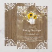 ラスティック メイソンジャー ひまわり ブライダルシャワー 招待状 (正面/裏面)