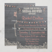 ラスティック メイソンジャー ウェディングシャワー 招待状 コーラル (正面/裏面)